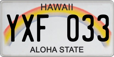 HI license plate YXF033