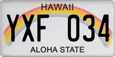 HI license plate YXF034