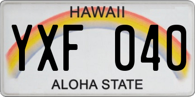 HI license plate YXF040