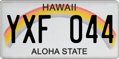 HI license plate YXF044