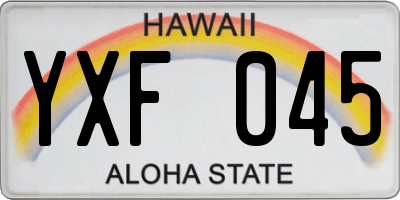 HI license plate YXF045