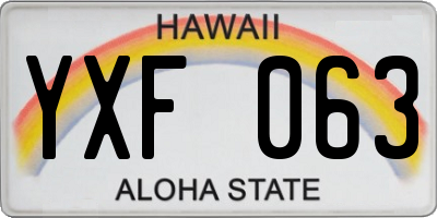 HI license plate YXF063