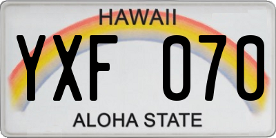 HI license plate YXF070