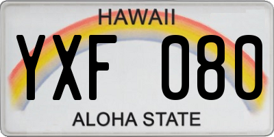 HI license plate YXF080