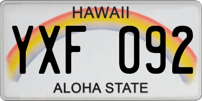 HI license plate YXF092