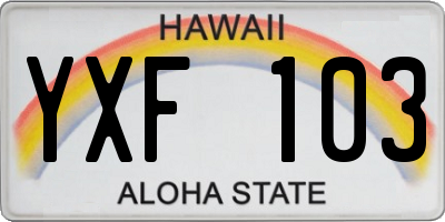 HI license plate YXF103
