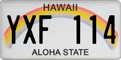 HI license plate YXF114