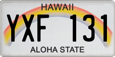 HI license plate YXF131
