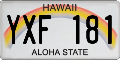 HI license plate YXF181