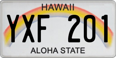 HI license plate YXF201