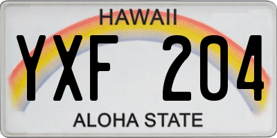 HI license plate YXF204