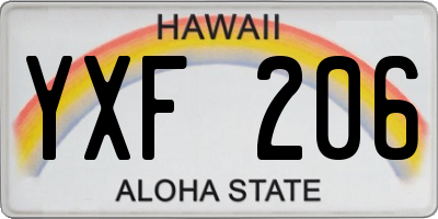 HI license plate YXF206