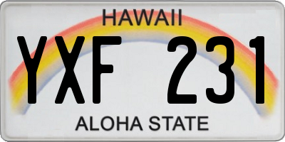 HI license plate YXF231