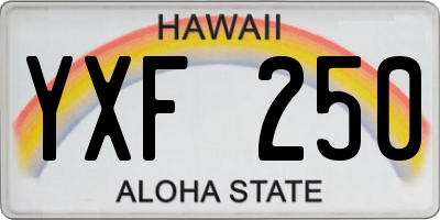 HI license plate YXF250
