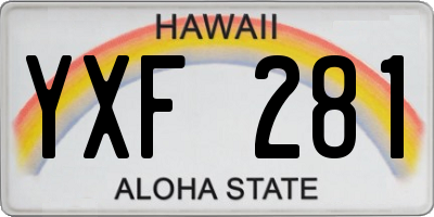 HI license plate YXF281