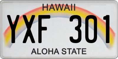 HI license plate YXF301