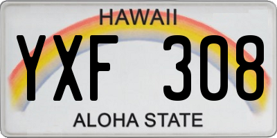 HI license plate YXF308