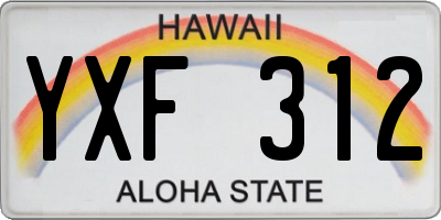 HI license plate YXF312