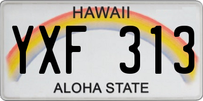 HI license plate YXF313