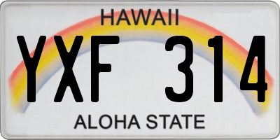 HI license plate YXF314