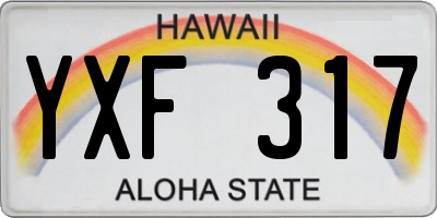 HI license plate YXF317