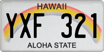 HI license plate YXF321