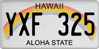 HI license plate YXF325