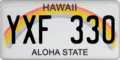 HI license plate YXF330
