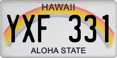 HI license plate YXF331