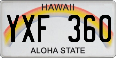 HI license plate YXF360