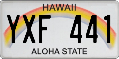 HI license plate YXF441