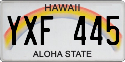 HI license plate YXF445