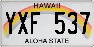HI license plate YXF537