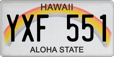 HI license plate YXF551