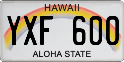 HI license plate YXF600