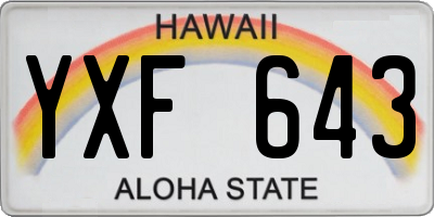 HI license plate YXF643