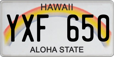 HI license plate YXF650