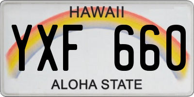 HI license plate YXF660