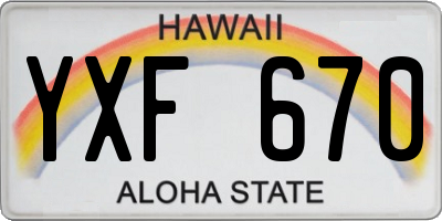 HI license plate YXF670