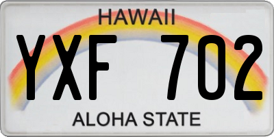 HI license plate YXF702