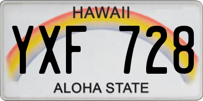 HI license plate YXF728