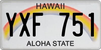 HI license plate YXF751