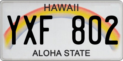 HI license plate YXF802