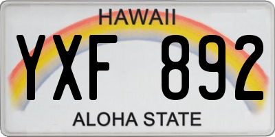 HI license plate YXF892