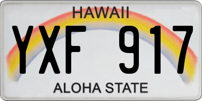 HI license plate YXF917