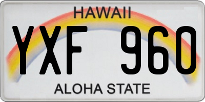 HI license plate YXF960