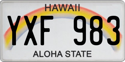 HI license plate YXF983