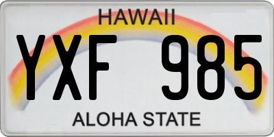 HI license plate YXF985