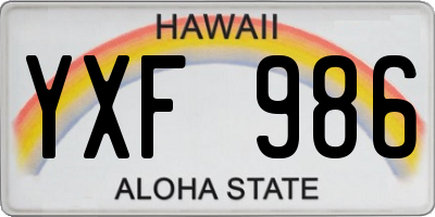 HI license plate YXF986
