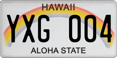 HI license plate YXG004